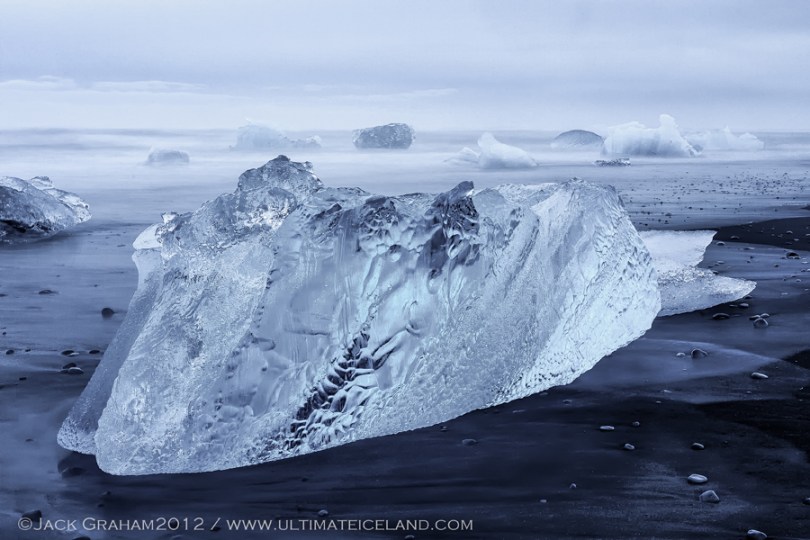 ice on black beach by jack graham