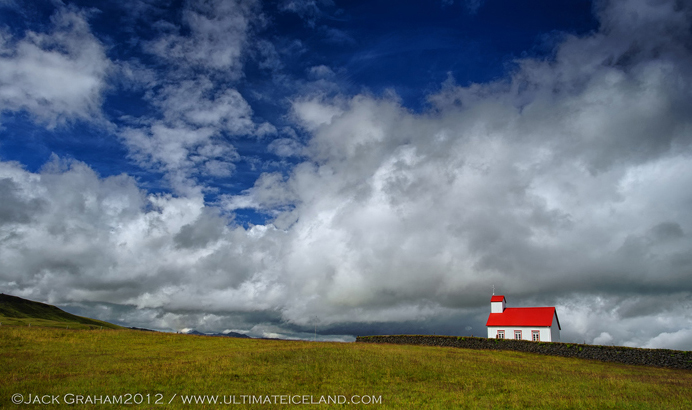 iceland Red roof church by jack graham
