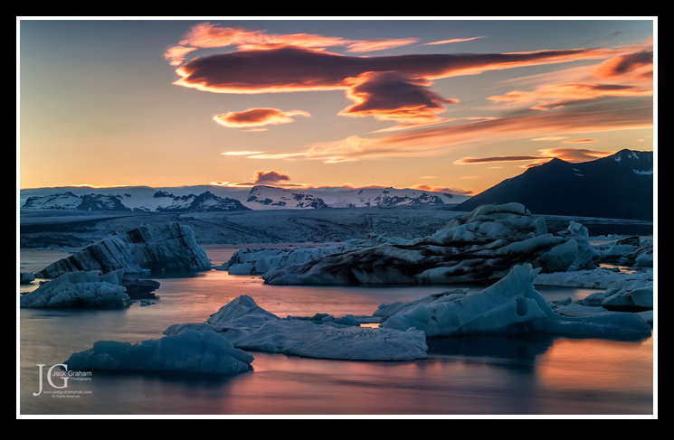 Sunset Jokulsarlon, Iceland