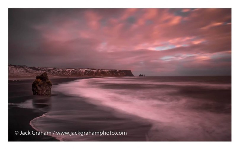 Iceland beach bathed in sunset - Jan2014