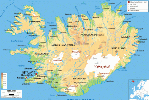 map of Iceland