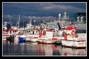 fishing boats in rekyjavik harbor